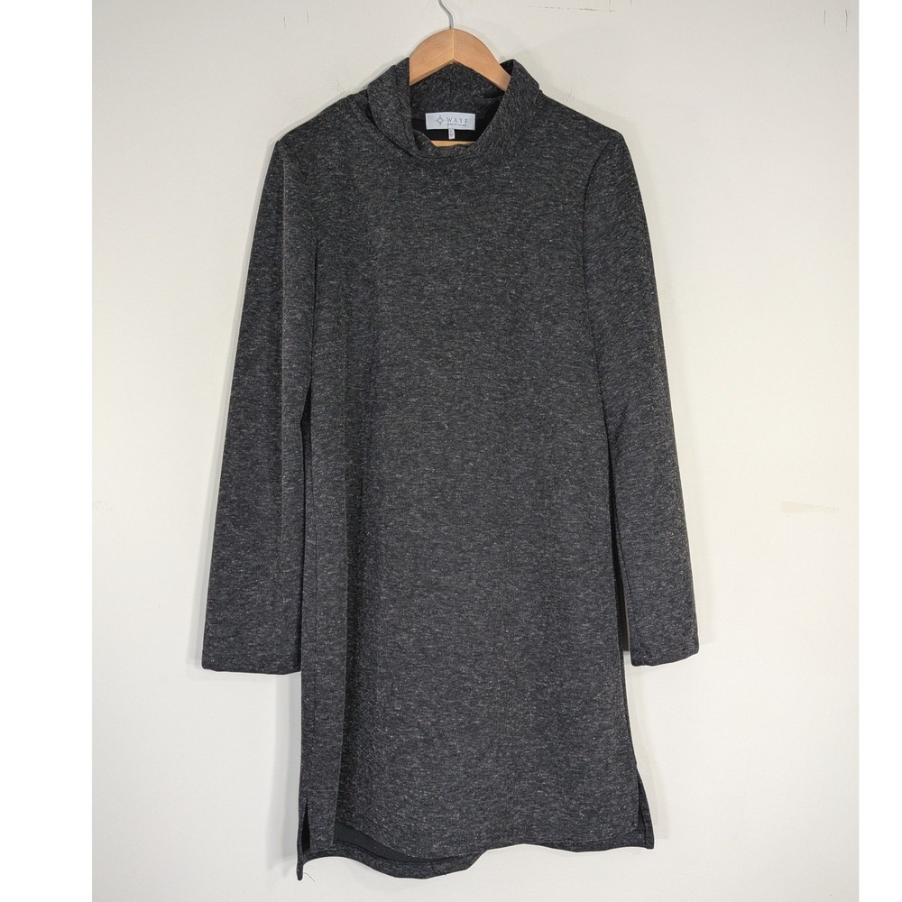 WAYF Dark Gray Tunic; Cowl Neck Long Sleeve Ribbed Knit